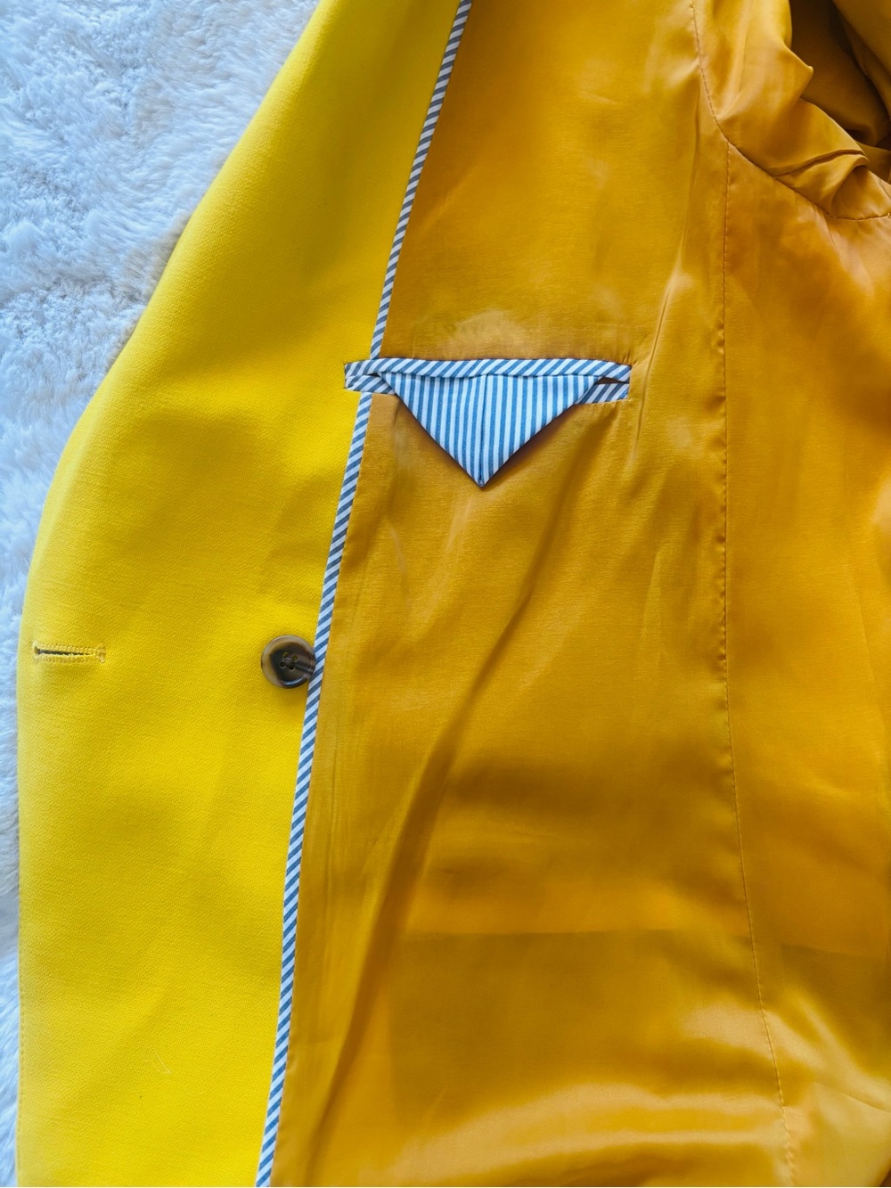 J. Crew Mustard Yellow Dover Double Breasted Blazer Size: 10 - Picture 7 of 8
